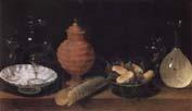 Juan van der Hamen y Leon Style life with glasses of ceramics and Geback Spain oil painting art